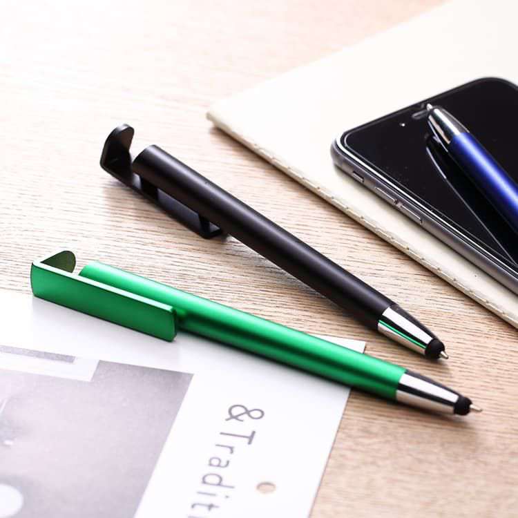 Push action ballpen with phone holder