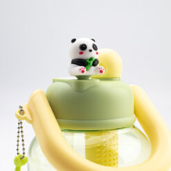 Alternative view of Plastic panda water bottle with handle and straw
